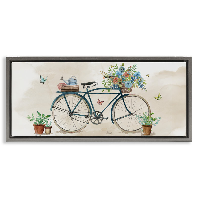 Cadre flottant pour bicyclettes et fleurs de jardin, design par Nan, Cadre flottant gris lustré, H 11 po x l 25 po