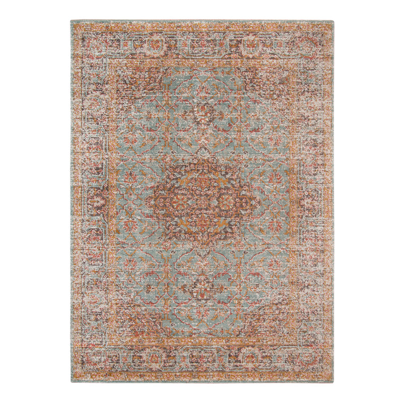 Tapis bleu marine / moutarde Botolphus, Rectangle 2 pi 2 po x 3 pi