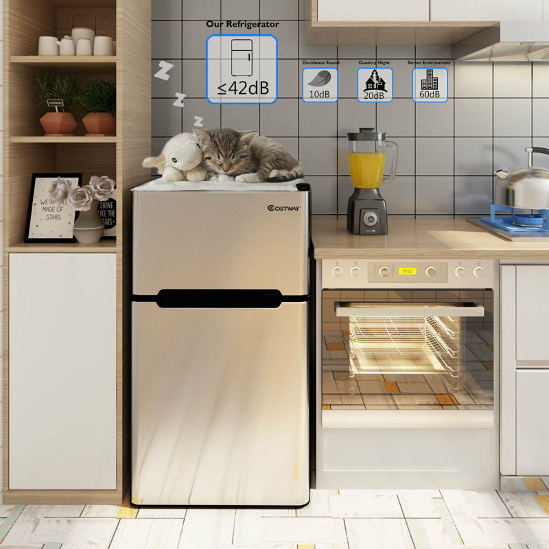 Costway 3.2 Cu Ft Compact Gray Refrigerator with Freezer