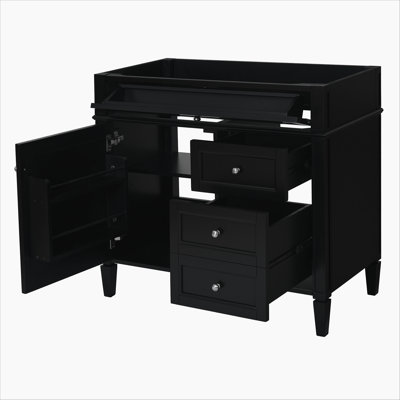 Meuble-lavabo de 36 po sans lavabo supérieur, armoire de rangement moderne avec 2 tiroirs et un tiroir basculant, structure en bois massif