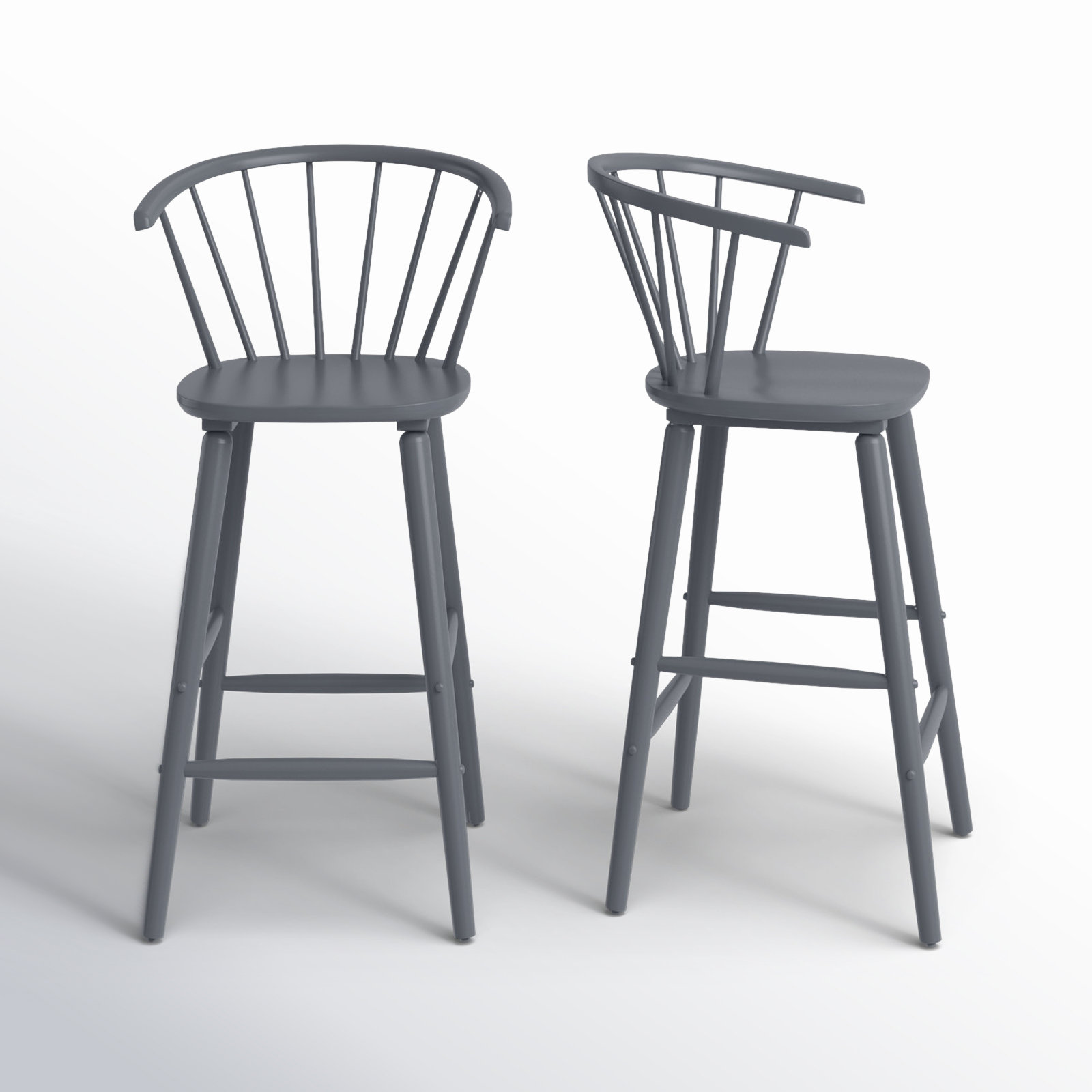 Sheffield Solid Wood Bar & Counter Stool, Gray, Bar Stool (29" Seat Height)