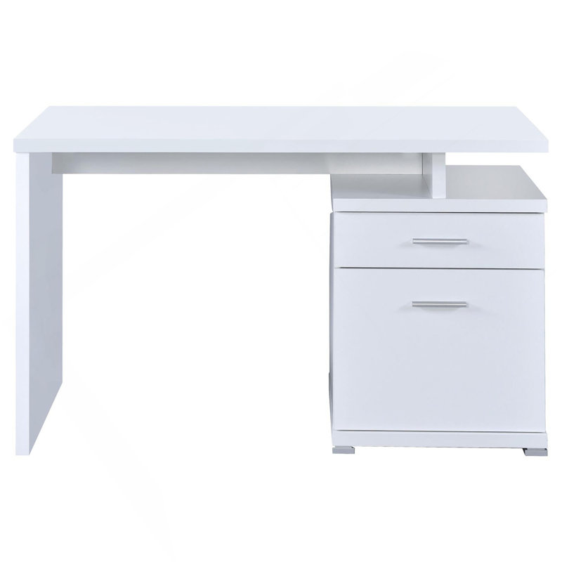 Bureau réversible blanc à 2 tiroirs, Blanc