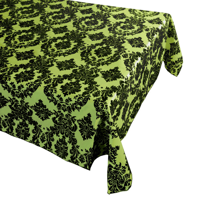 Damask Tablecloth, 58" x 58", Black/Lime