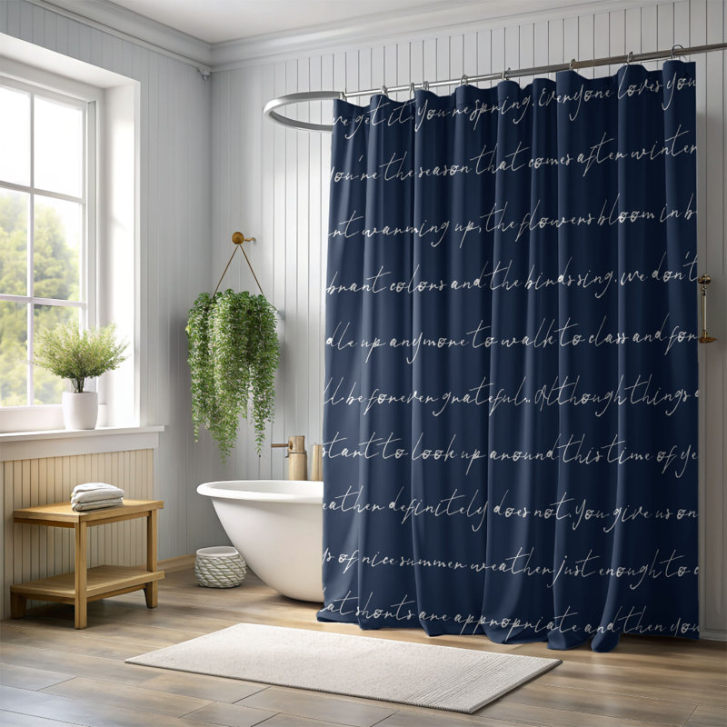 Motif romantique - Rideau de douche Premium, H 74 po x l 71 po