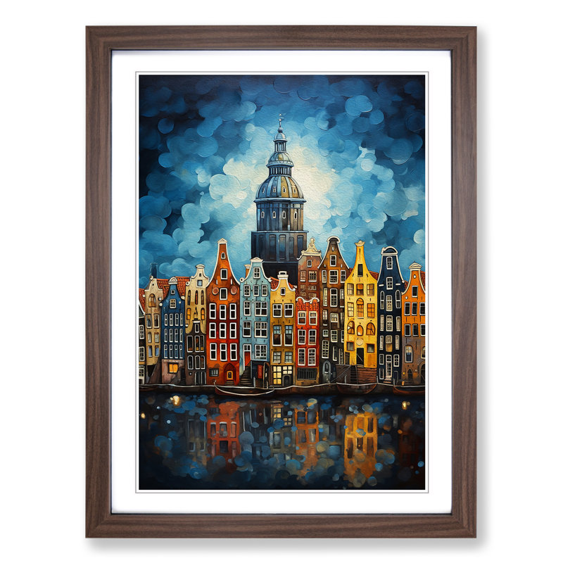 XYZ-FRM-V1223-1805 Amsterdam Symbolism 1 Piece Single Picture Frame Wall Art, 34cm H x 25cm W x 2cm D, Walnut