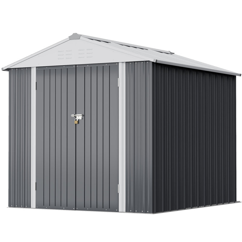 Outdoor 6 ft. W x 4 ft. D Metal Storage Shed, Gray/White