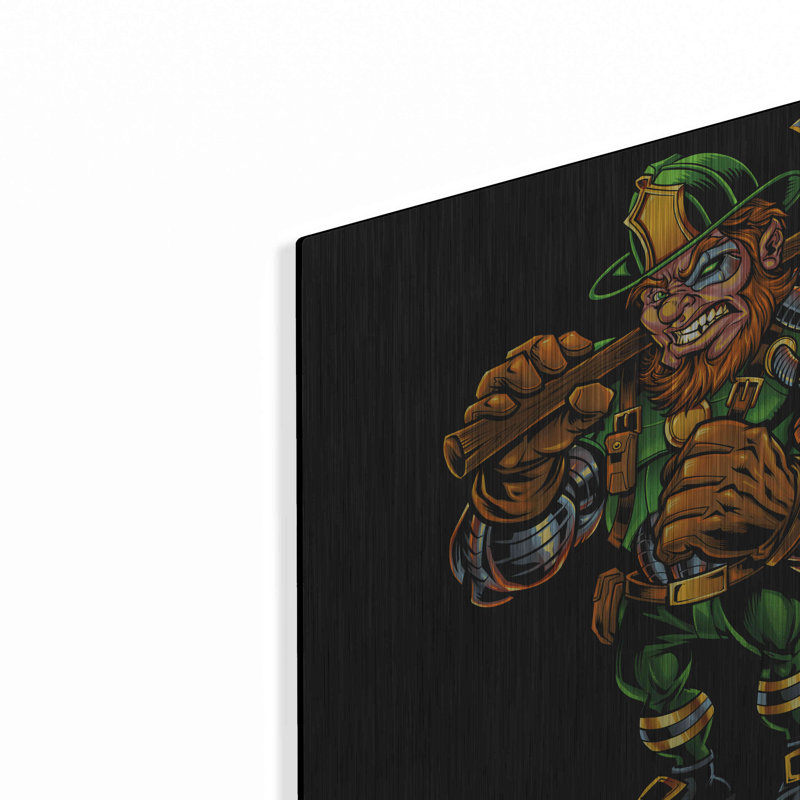 Ivy Bronx «Fire Fighter Cyborg Leprechaun» par Flyland Designs, art mural en métal, H 12 po x l 12 po