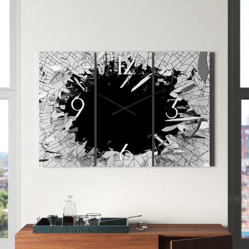Abstract Broken Wall Design - Modern wall clock