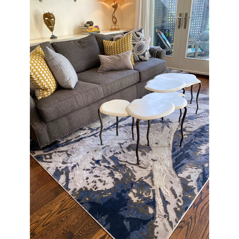 Tapis décontracté, contemporain, moderne, abstrait, texturé, à poils courts