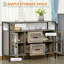 Buffet industriel, armoire de bar avec tablettes réglables, portes en verre et 2 tiroirs pour le salon