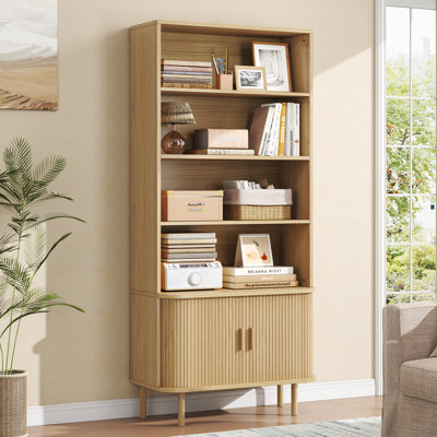 71" Tall Bookshelf With Storage Cabinet