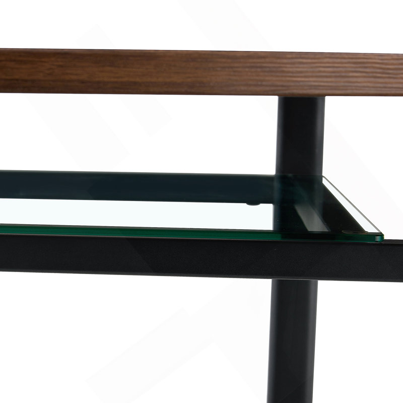 Table de salle à manger moderne peu encombrante avec incrustation de verre pour la maison et plus, MDF, Wood