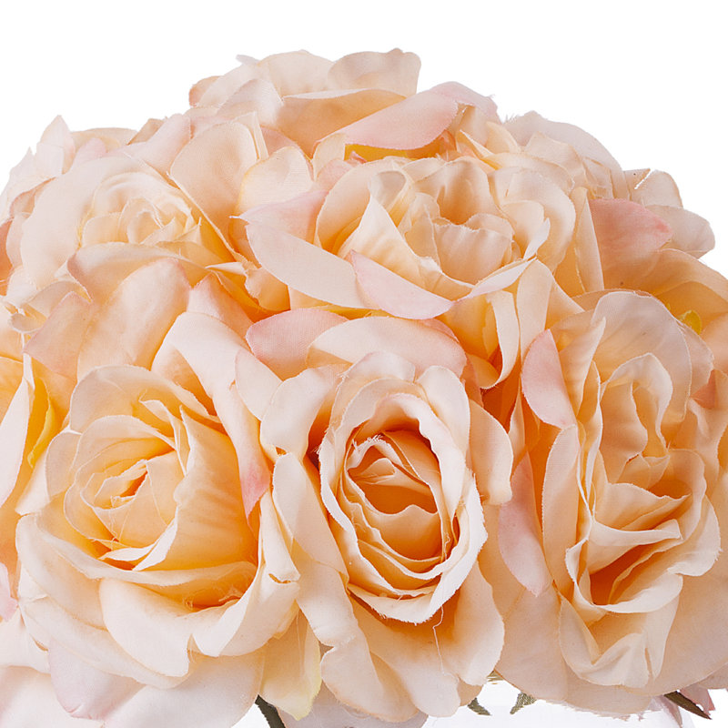 Silk Rose Arrangement in Vase, Peach