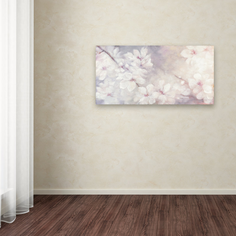 « cerises fleuries », reproduction sur toile tendue, H 10 po x l 19 po
