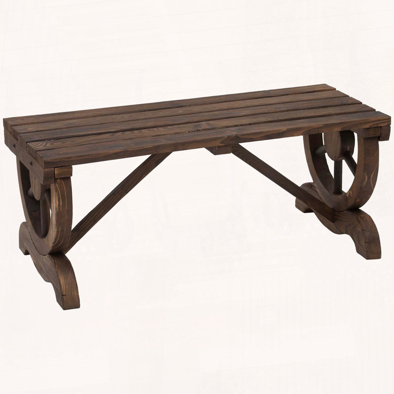 Outsunny 2-Person Wooden Wagon Wheel Bench, Brown