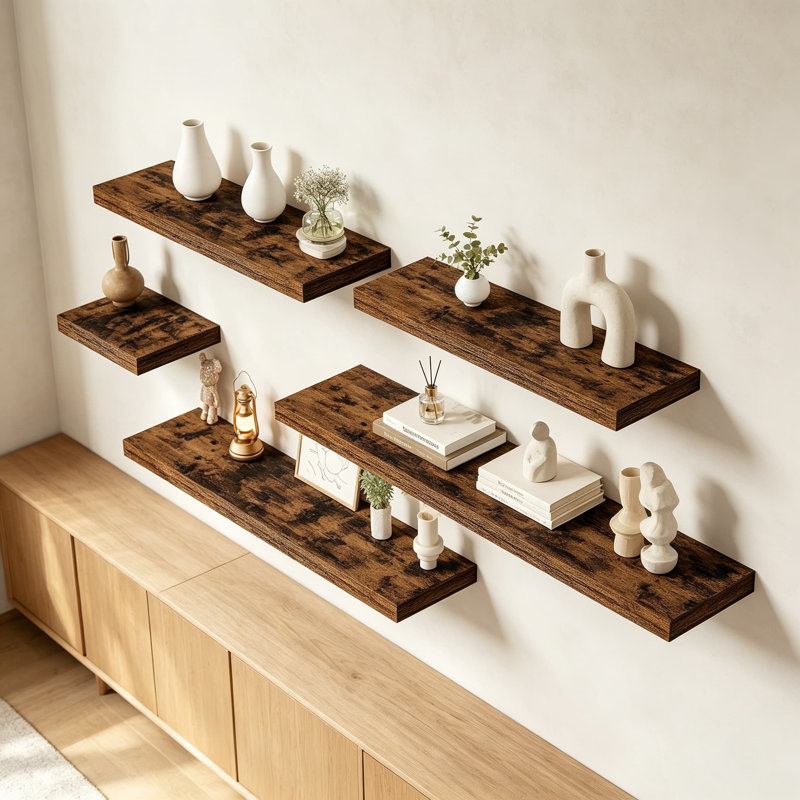 Ensemble de 2 tablettes flottantes murales robustes pour livres, décoration, cuisine et salle de bain