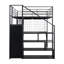Full Size Metal Loft Bed With Built-In Work Station, Wardrobe, Storage Staircase And LED, Black