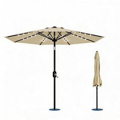 10 ft Patio Umbrella, 8 Sturdy Ribs, with Lights