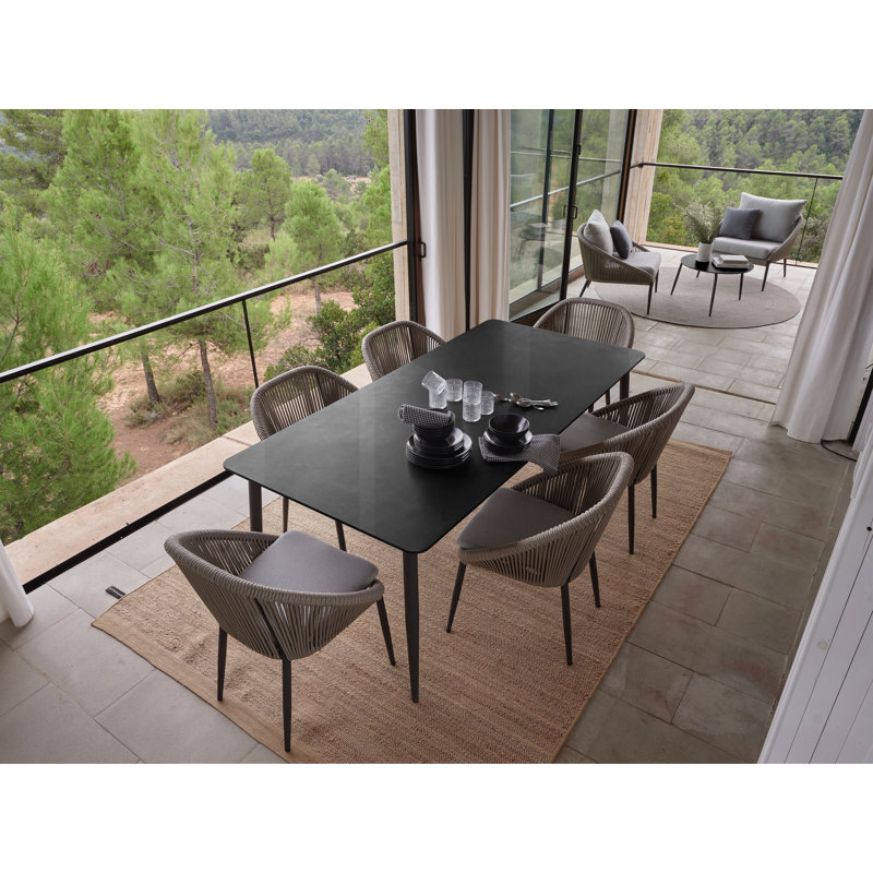 Rodona Outdoor 7 - Piece Dining Set with Cushions, Canvas Aruba Sunbrella® Canvas