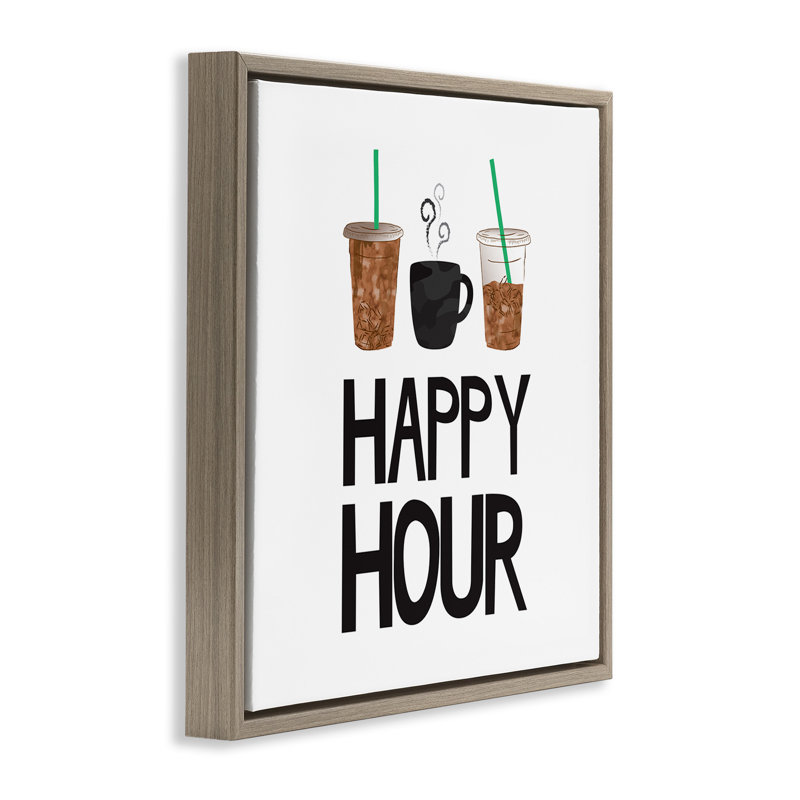 Happy Hour, boissons glacées au café, Cadre flottant orme Montalcino, H 25 po x l 25 po