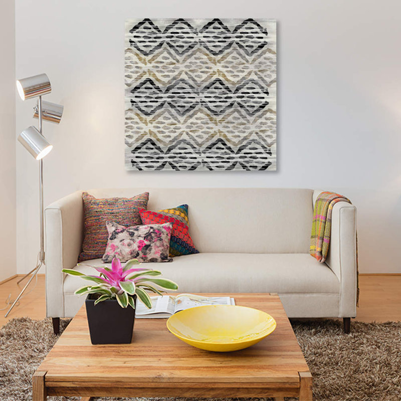 « grey tribal iii », reproduction d’impression sur toile, H 12 po x l 12 po x P 1,5 po, Toile tendue, Pas de tapis