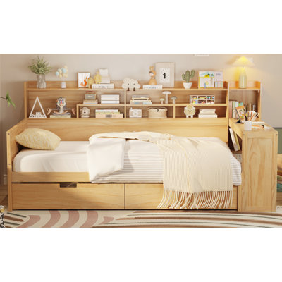 Multi-functional Bed with Two Storage Drawers and  Study Desk