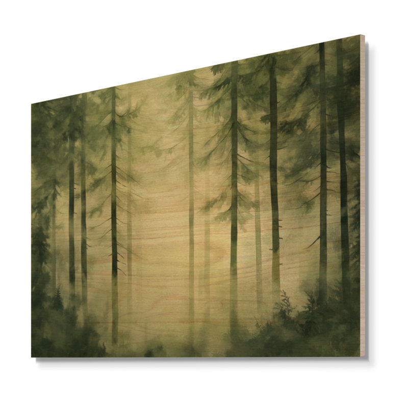 Décoration murale ronde en bois doux vert forêt brume, 18" H x 24" W, Rectangulaire