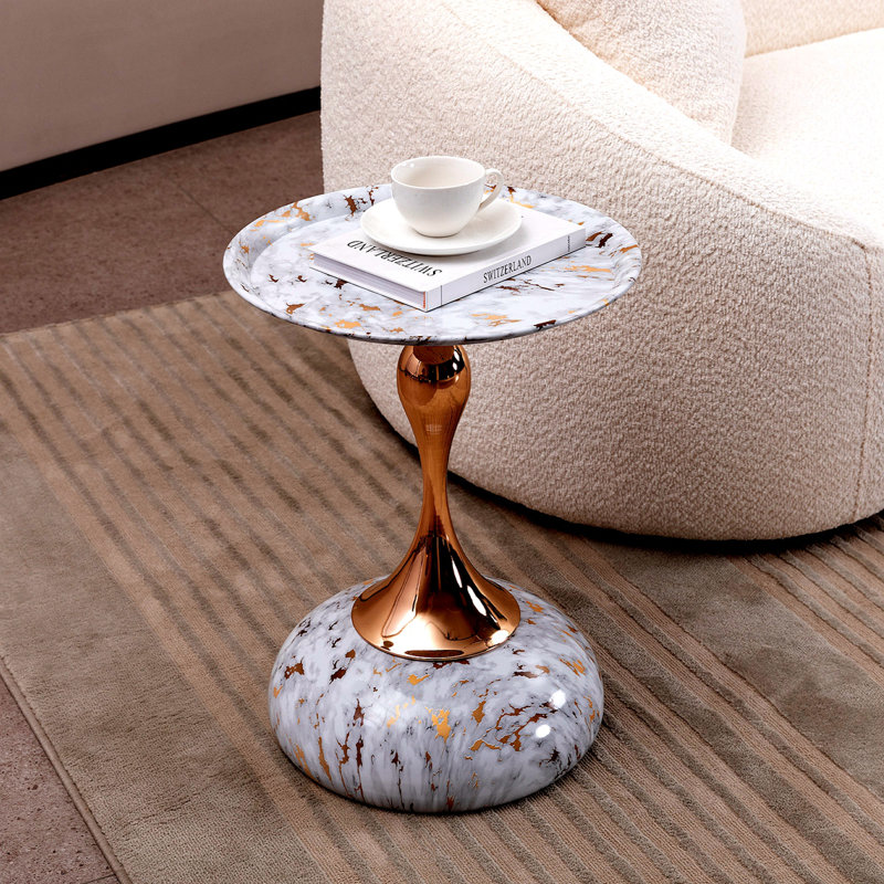 Table d'appoint ronde Mermaid Tail, Blanc