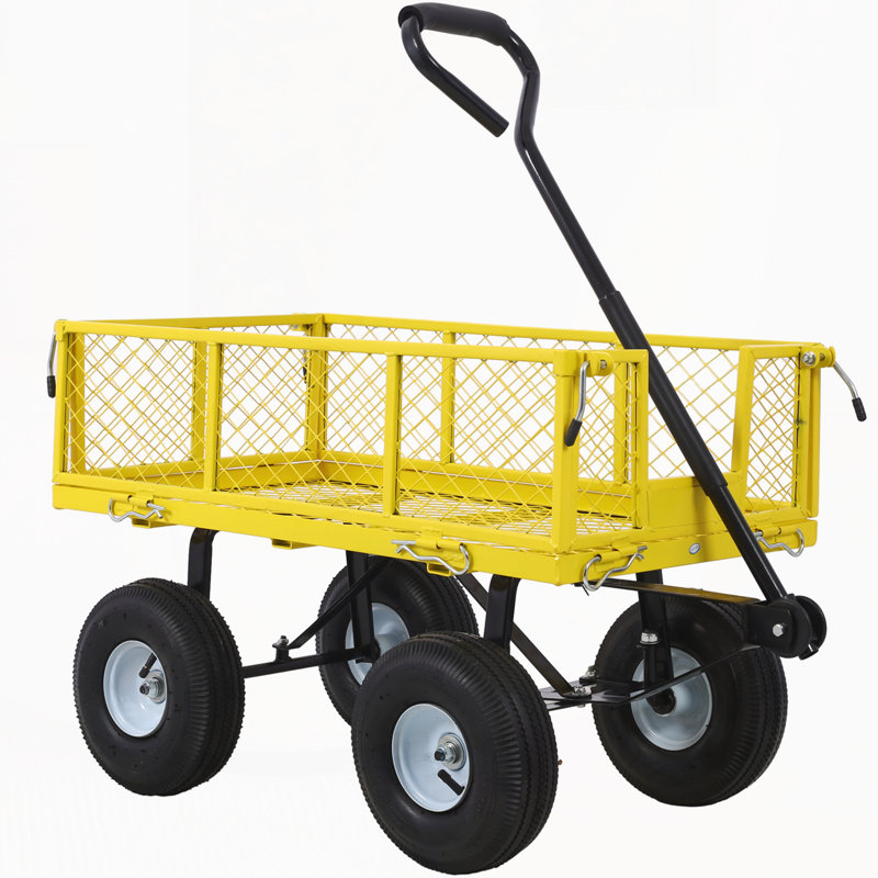 Chariot de jardin en acier, Jaune