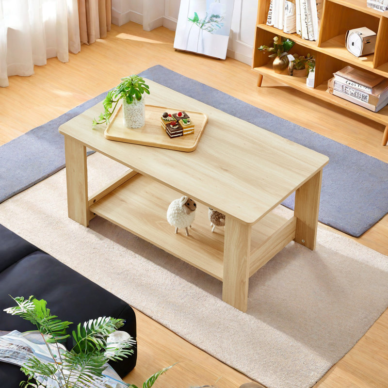 Table basse simple Rarick, Bois naturel