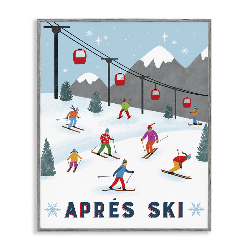 Apres Ski Winter Slopes, art de la giclée encadrée, design par Nina Seven, H 20 po x l 16 po, Estampe numérique Farmhouse