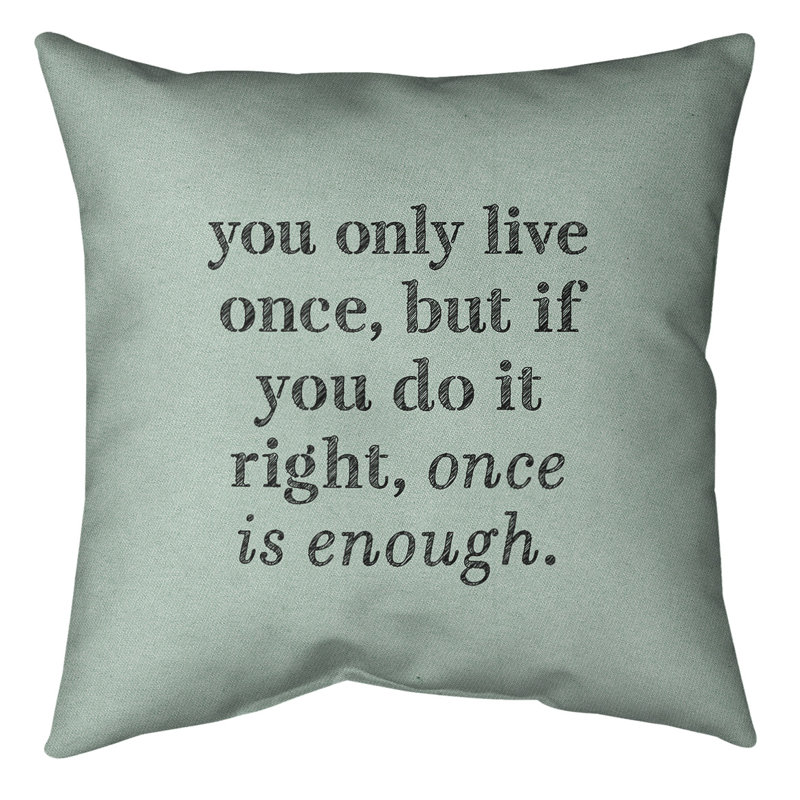 Coussin de sol You Only Live Once, H 28 po x l 28 po, Vert/noir