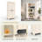 Multifunctional Metal Pantry With 2 Shapely Doors, Lock, 4 Adjustable Shelves 