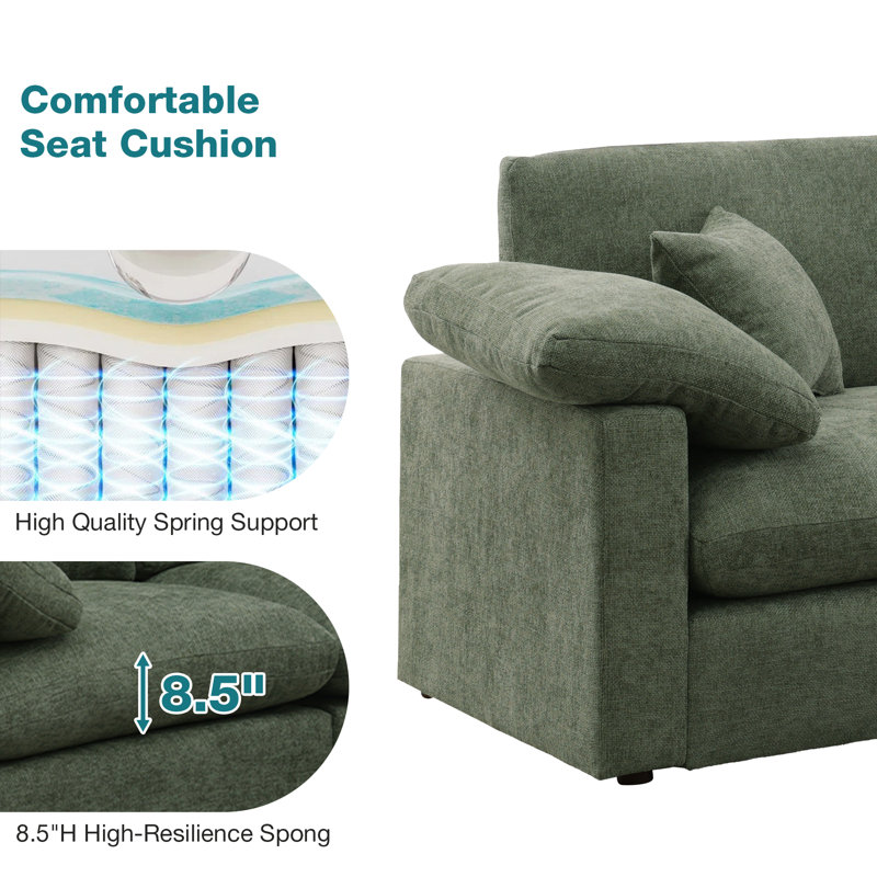 7 Piece 144" Chenille Sectional Sofa Oversized Modular Reversible Deep Seat Cloud Couch With Corner & Removable Ottoman