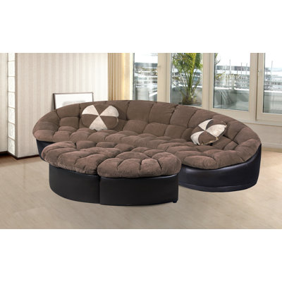 Hober 120" Wide Chenille Symmetrical Sectional with Ottoman by Latitude Run