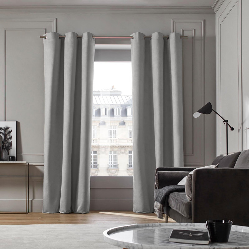 Room Darkening Curtain Single Panel, Width 145 x Drop 280cm, Pale Grey