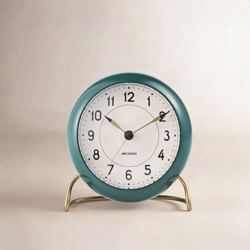 Horloge de table Station Station, Blanc / Vert / Or