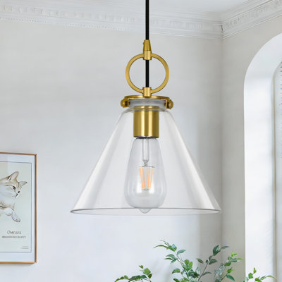 Luminaire suspendu moderne à 1 lumière avec abat-jour conique et luminaire suspendu réglable pour îlot de cuisine Levona