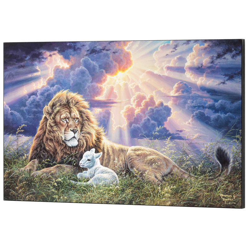 Wall Plaque Lion Lamb Peace 22x14