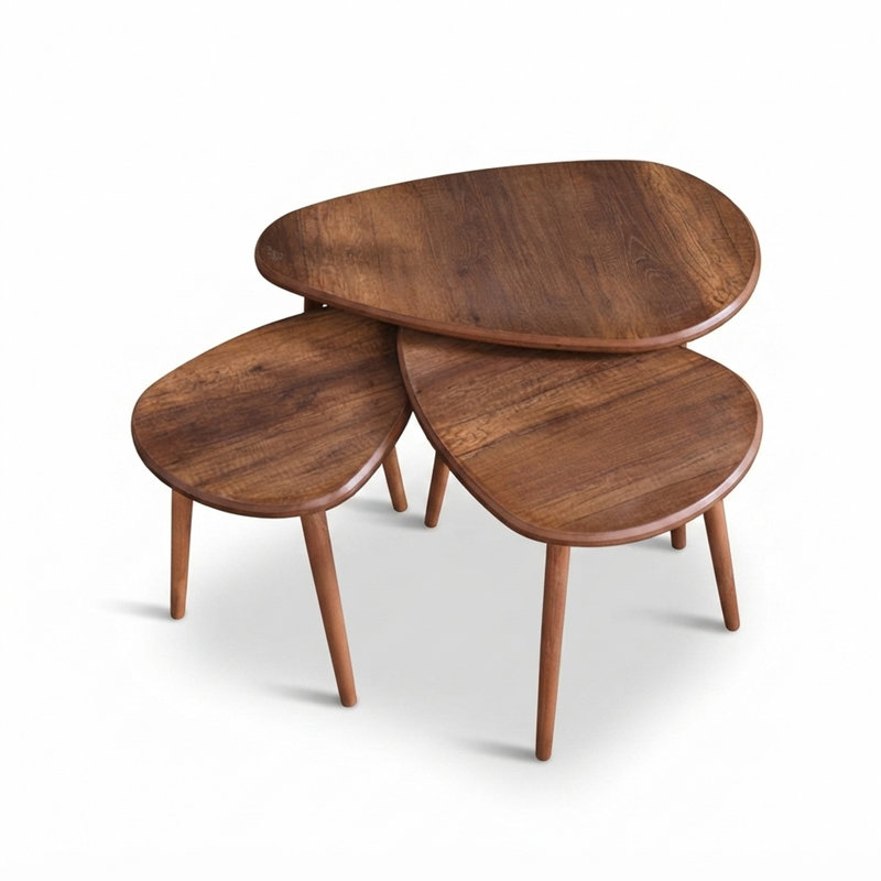 Ensemble de 3 tables basses gigognes Kaelen de style moderne du milieu du siècle