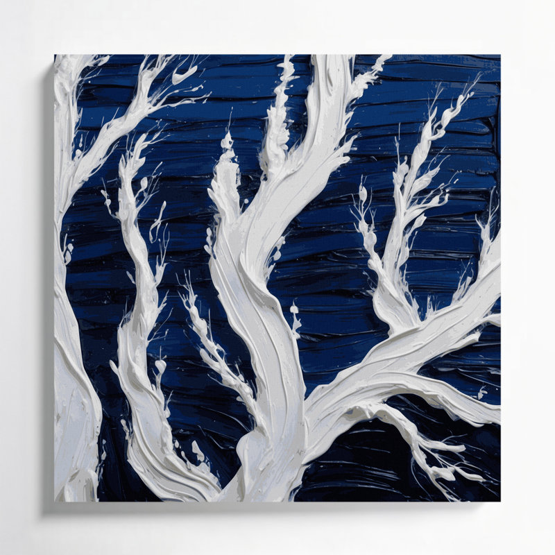 Impression sur toile horizontale cyprès rayé blanc et bleu, H 16 po x l 16 po