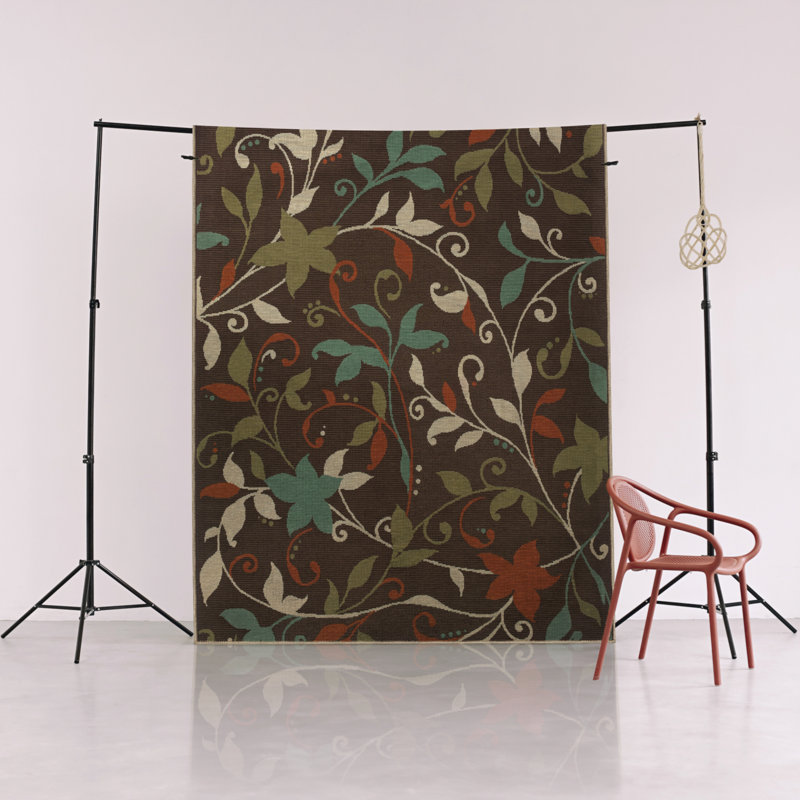 Tapis décoratif moderne multicolore à motif floral de lierre brun, Tapis de couloir 2 pi 8 po x 9 pi 11 po