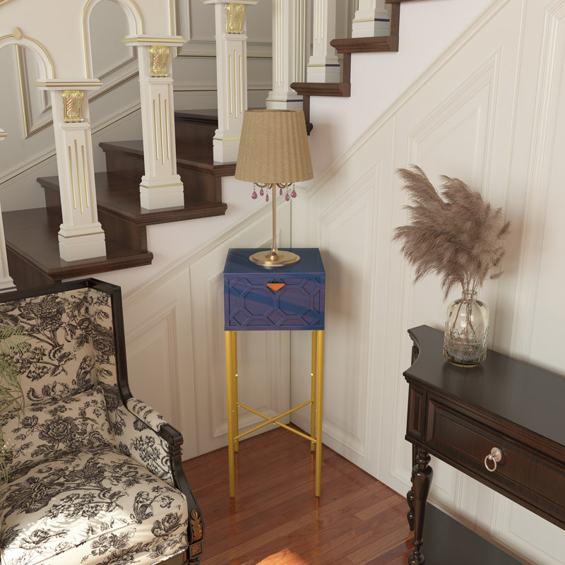Araneli End Table with Storage, Blue