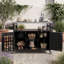 Îlot de cuisine extérieur avec roulettes verrouillables, support, armoire de rangement et tablettes