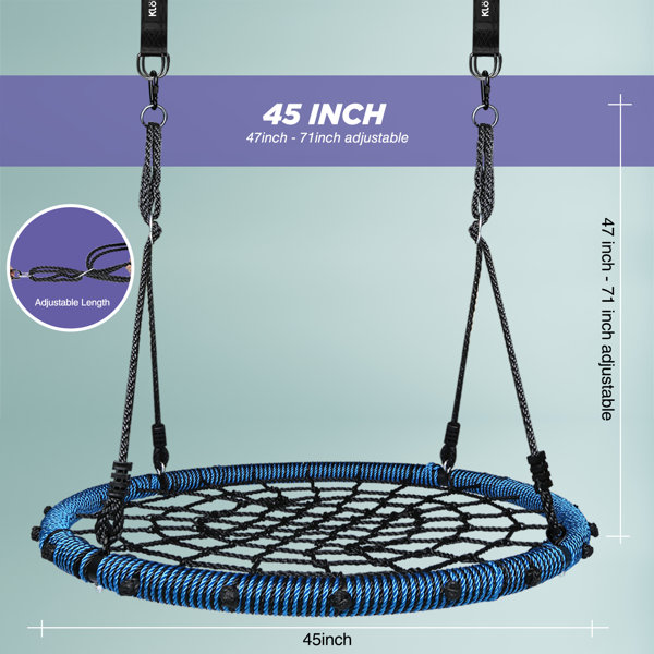 Costway Spider Web Chair Swing w/ Adjustable Hanging Ropes Kids Play - Blue