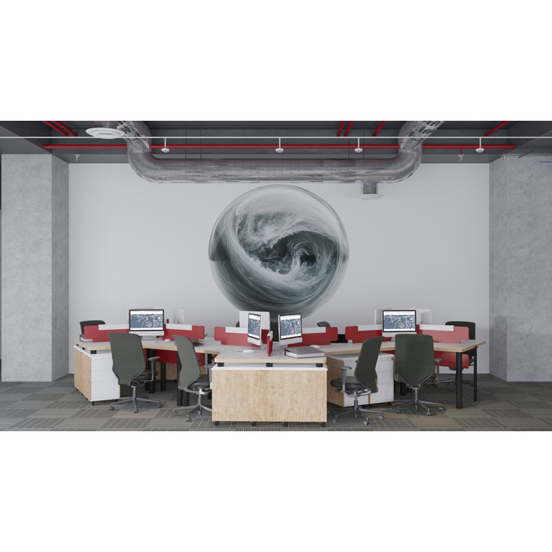 Abstrait océan, art mural sphère ondulée, décor minimaliste moderne, design d'intérieur zen 427Mv, H 10 po x l 10 po