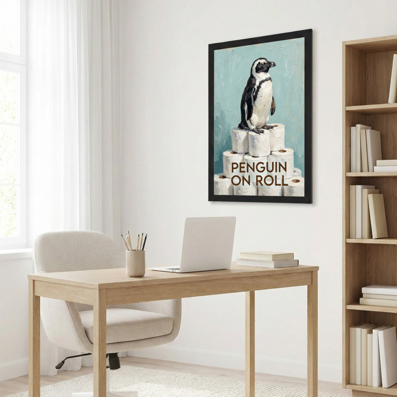 Pingouin sur toile enroulée, ensemble de 1, H 24 po x l 16 po