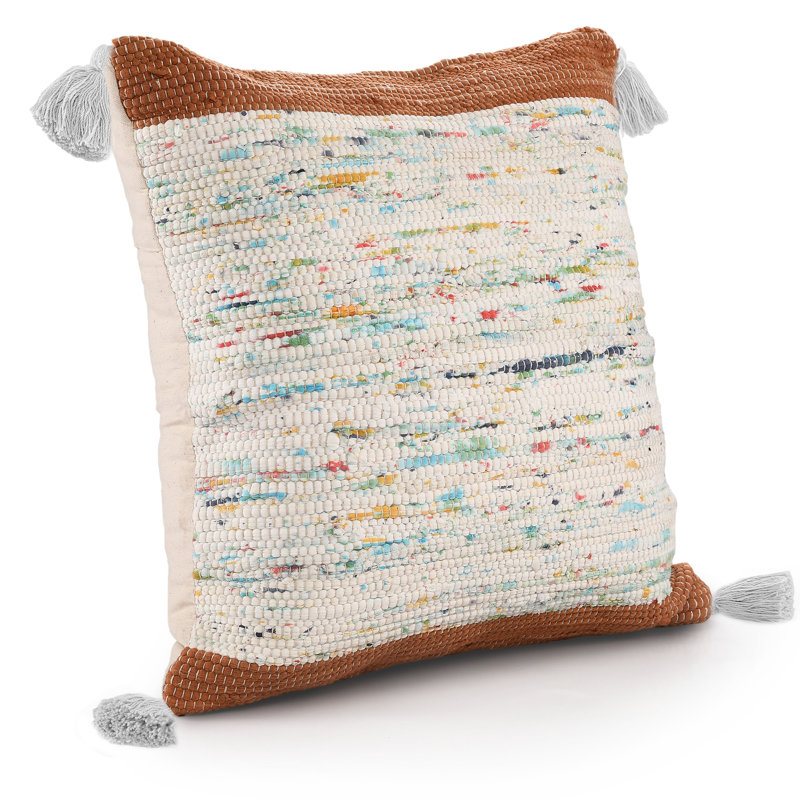 Colorful Abstract Cotton Throw Pillow Cover, Brown/Beige, Polyester