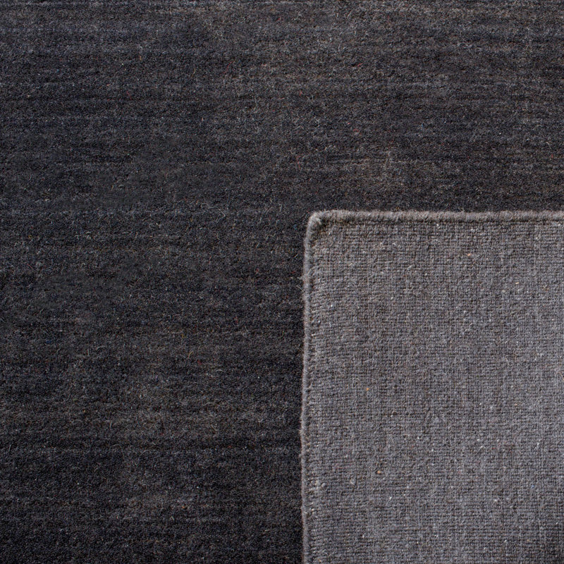 Addisyn Hand Tufted Wool/Cotton Solid Color Rug in Black, Rectangle 10' x 14'