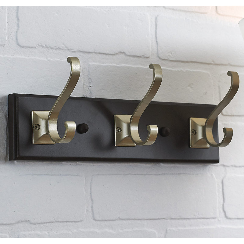 Transitional Wall Mounted Coat Rack, Espresso/Matte Nickel